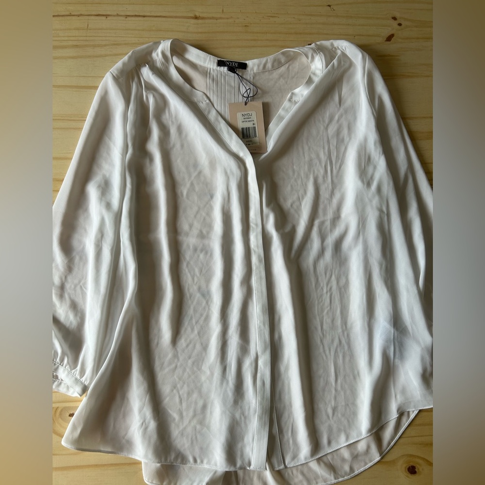 NYDJ Womens White Blouse Optic White XL Reg $89 Sale